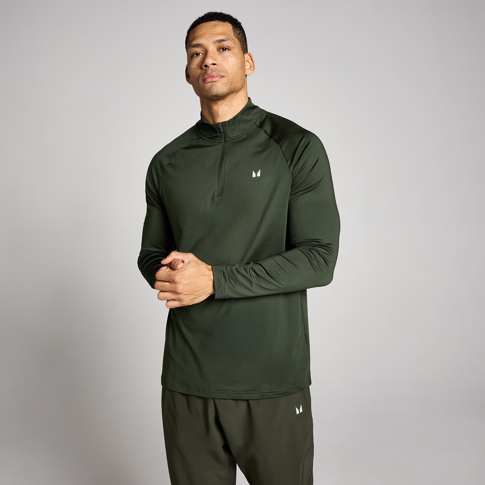 Męska bluza z suwakiem ¼ z kolekcji Training MP (Forest Green)