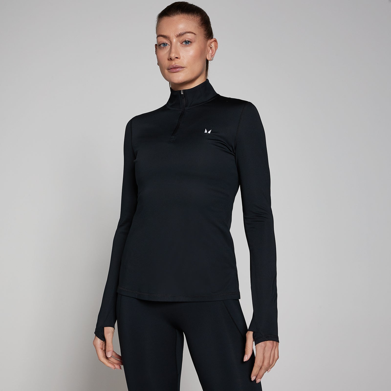 Damska bluza z suwakiem ¼ z kolekcji Training MP – czarna