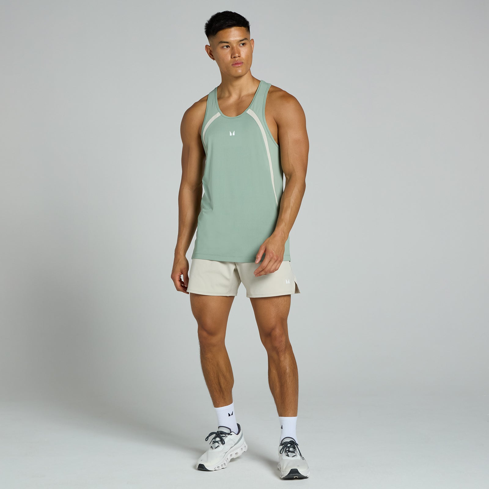Męska koszulka bez rękawów typu stringer z kolekcji Tempo MP (Pale Green)