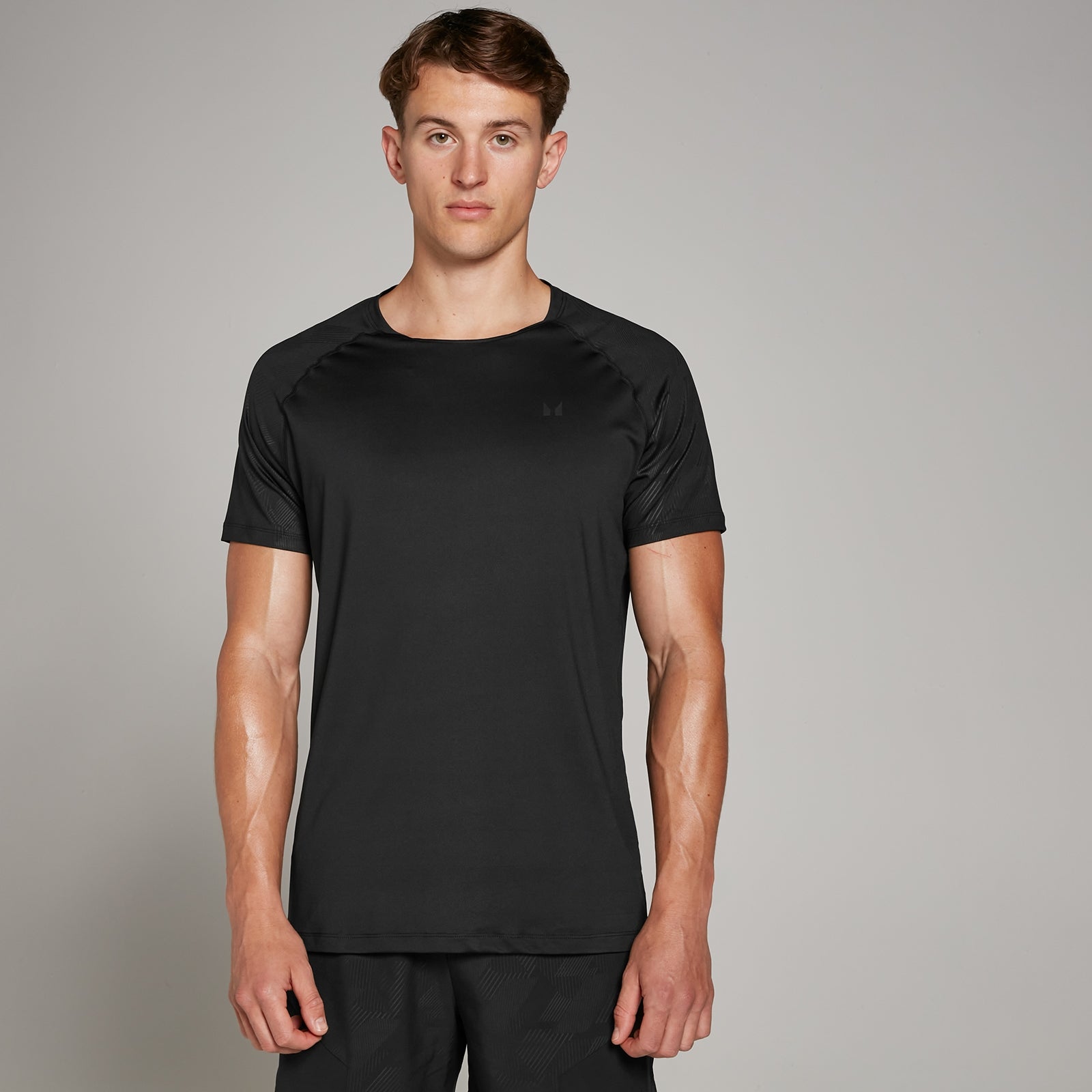 Męski T-shirt z tłoczeniem z kolekcji Tempo MP (Czarny)
