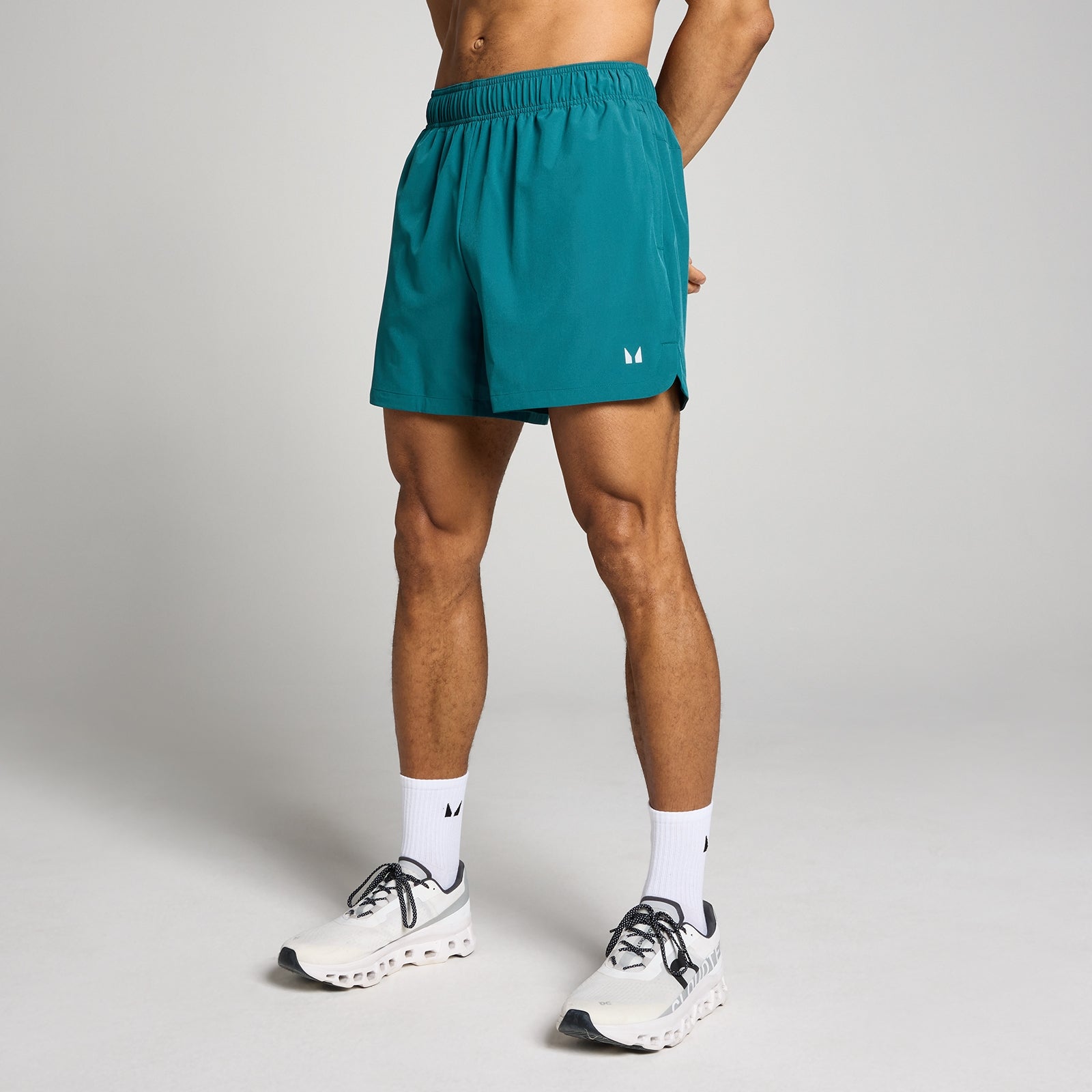Męskie dzianinowe spodenki o wewnętrznej długości nogawki ok. 13 cm z kolekcji Training MP (Rich Teal)