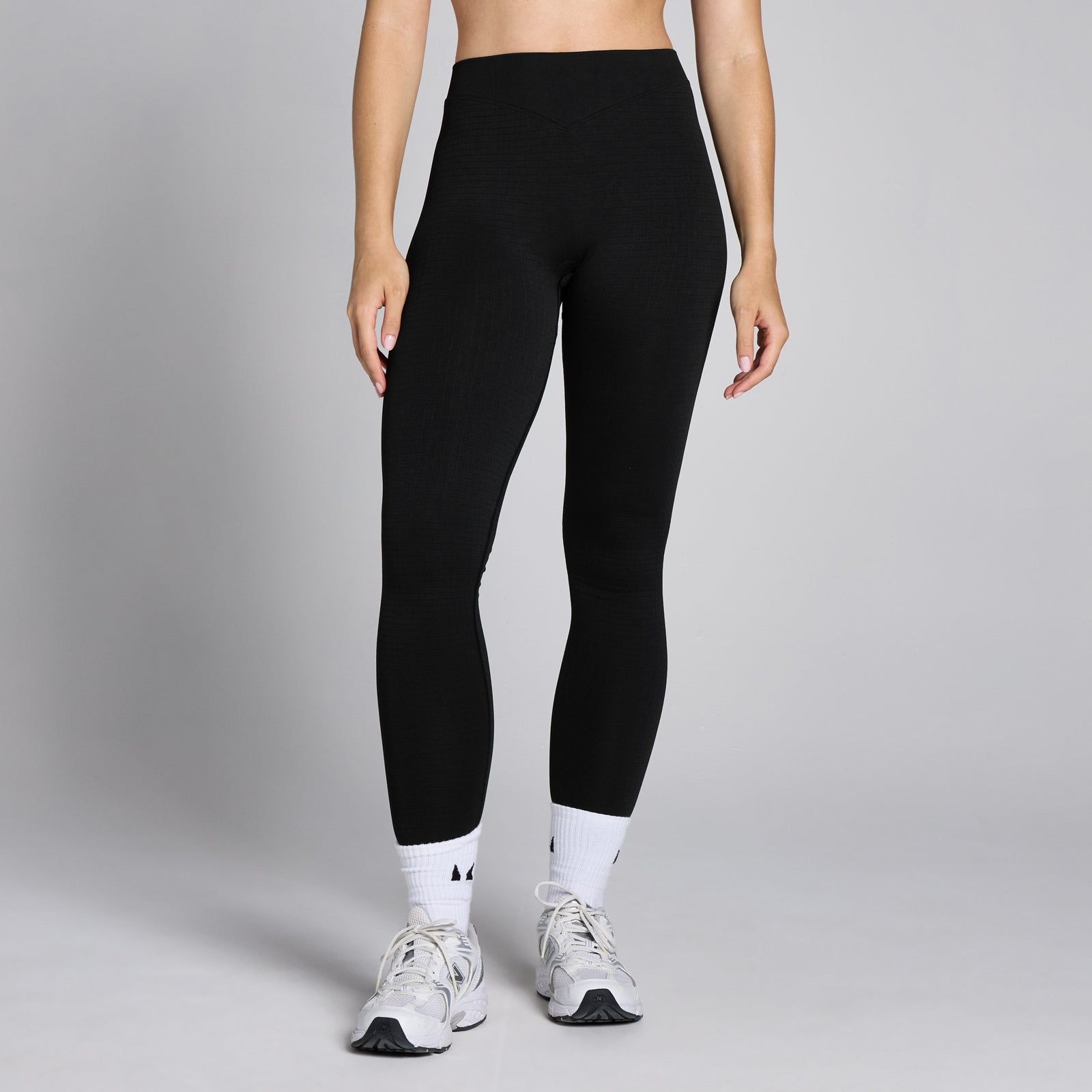 Damskie bezszwowe legginsy z waflowej tkaniny z kolekcji Lifestyle MP (Czarny)