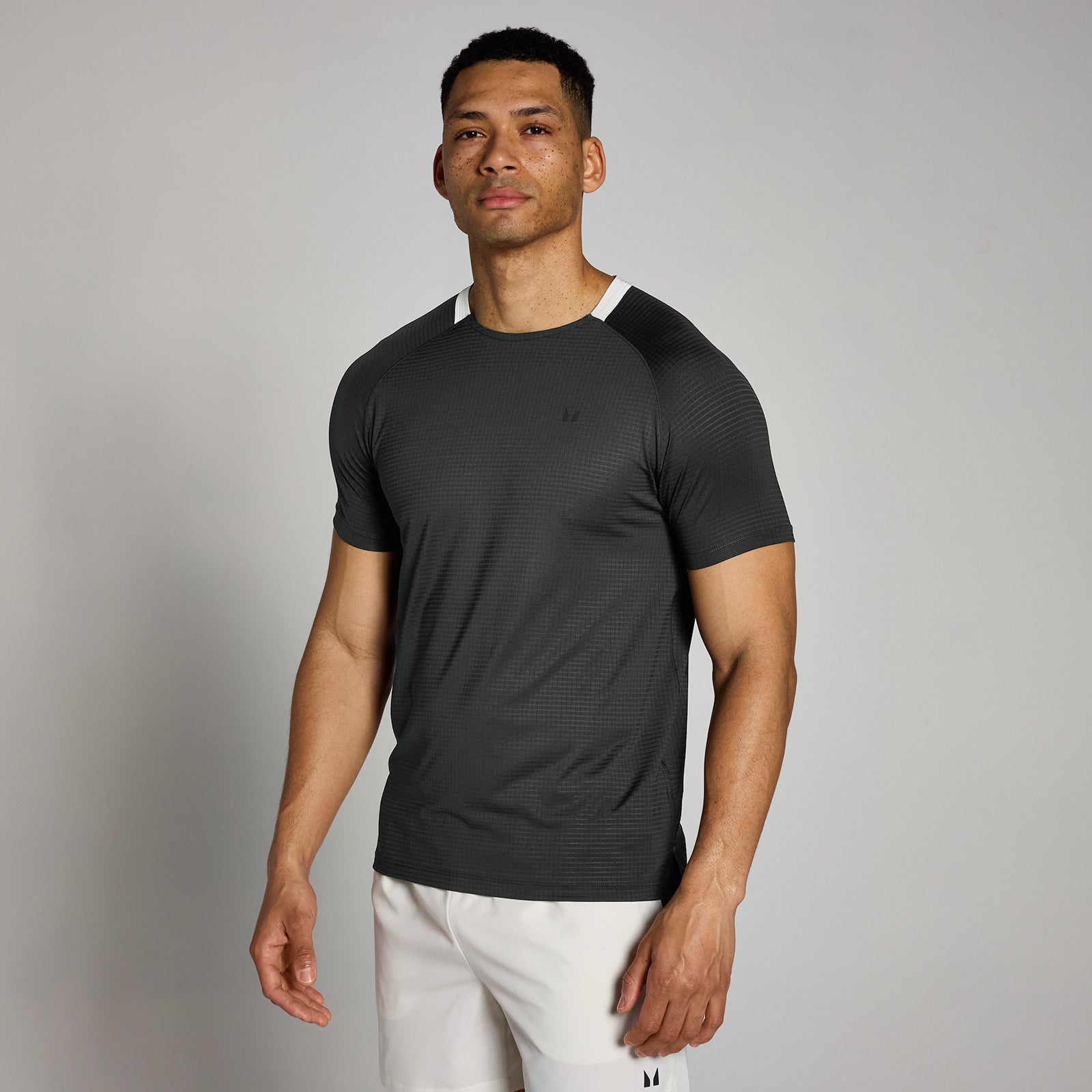 Męska koszulka treningowa z kratkowanej tkaniny z kolekcji Tempo MP (Washed Black)