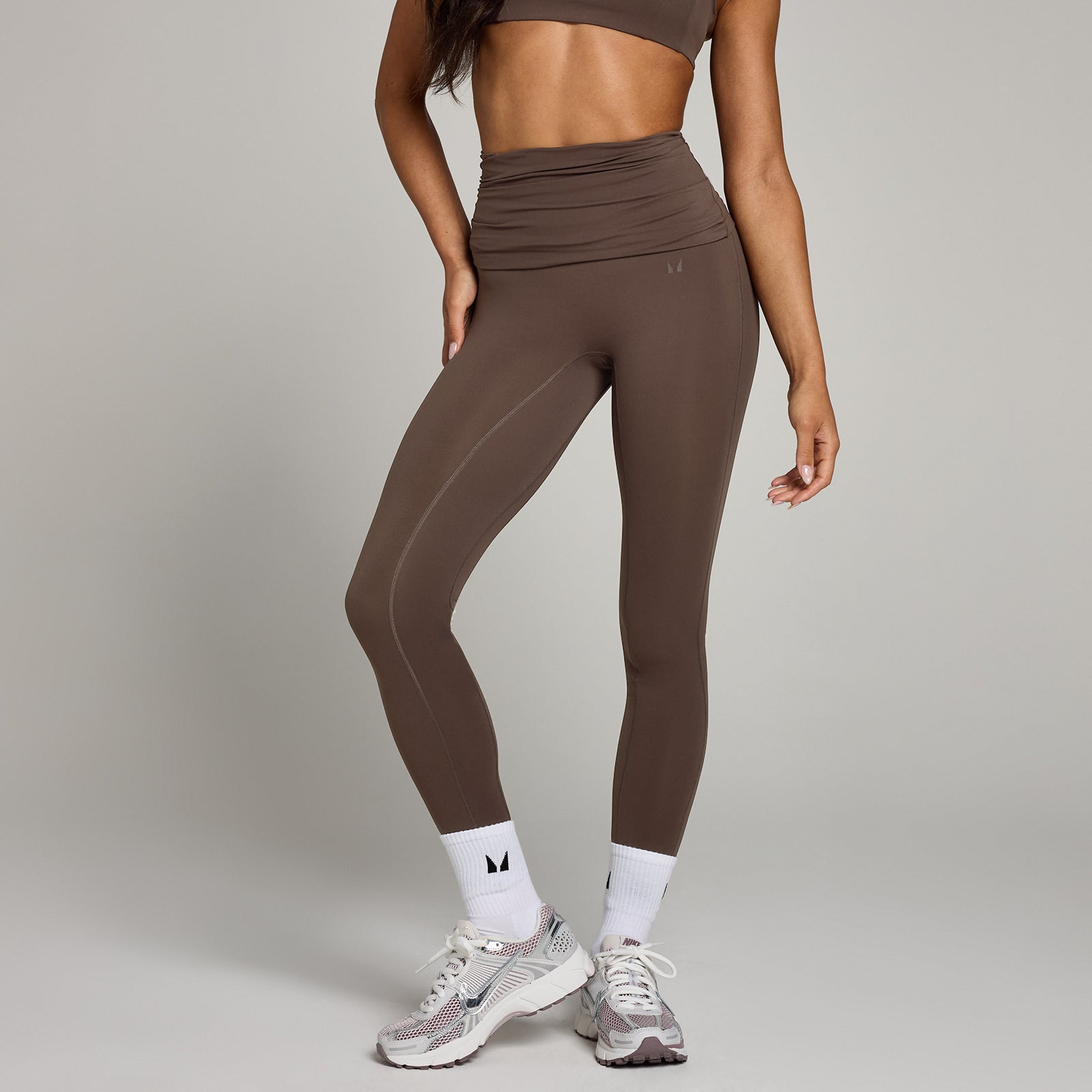 Damskie legginsy z zakładką w pasie z kolekcji Studio MP (Chocolate)