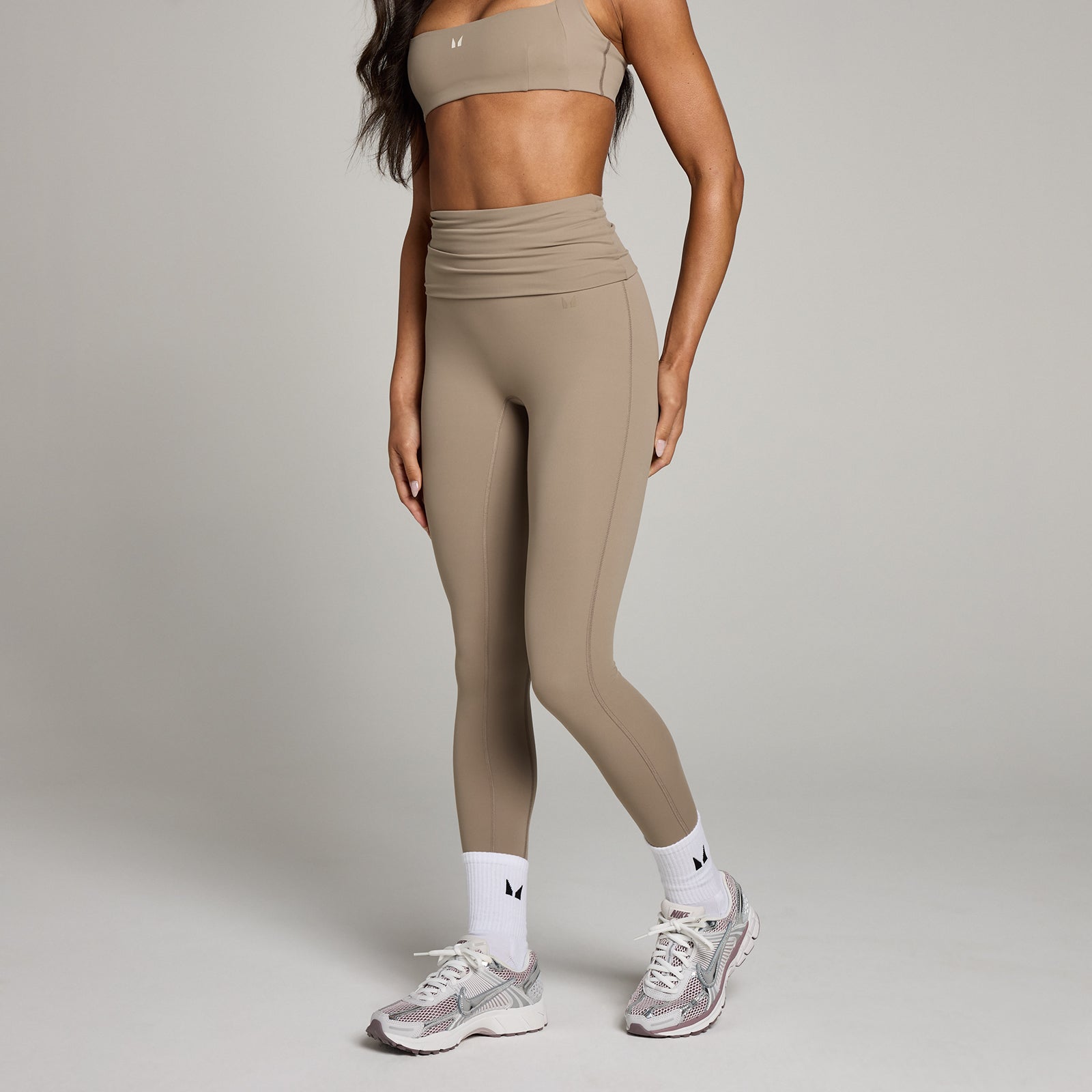 Damskie legginsy z zakładką w pasie z kolekcji Studio MP (Light Taupe)