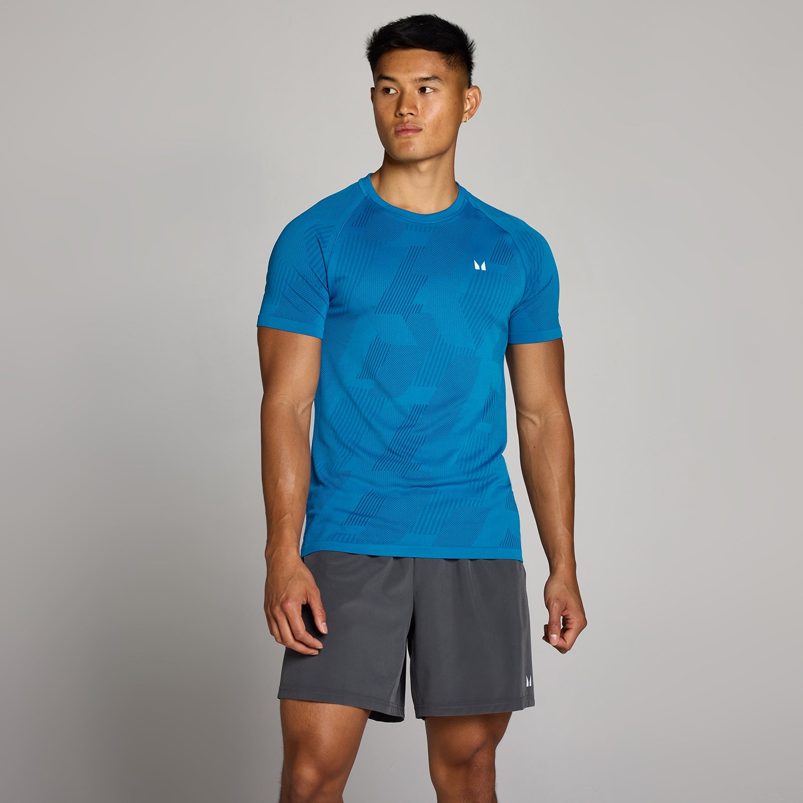 Męski bezszwowy T-shirt z grafiką z kolekcji Tempo MP (Track Blue)