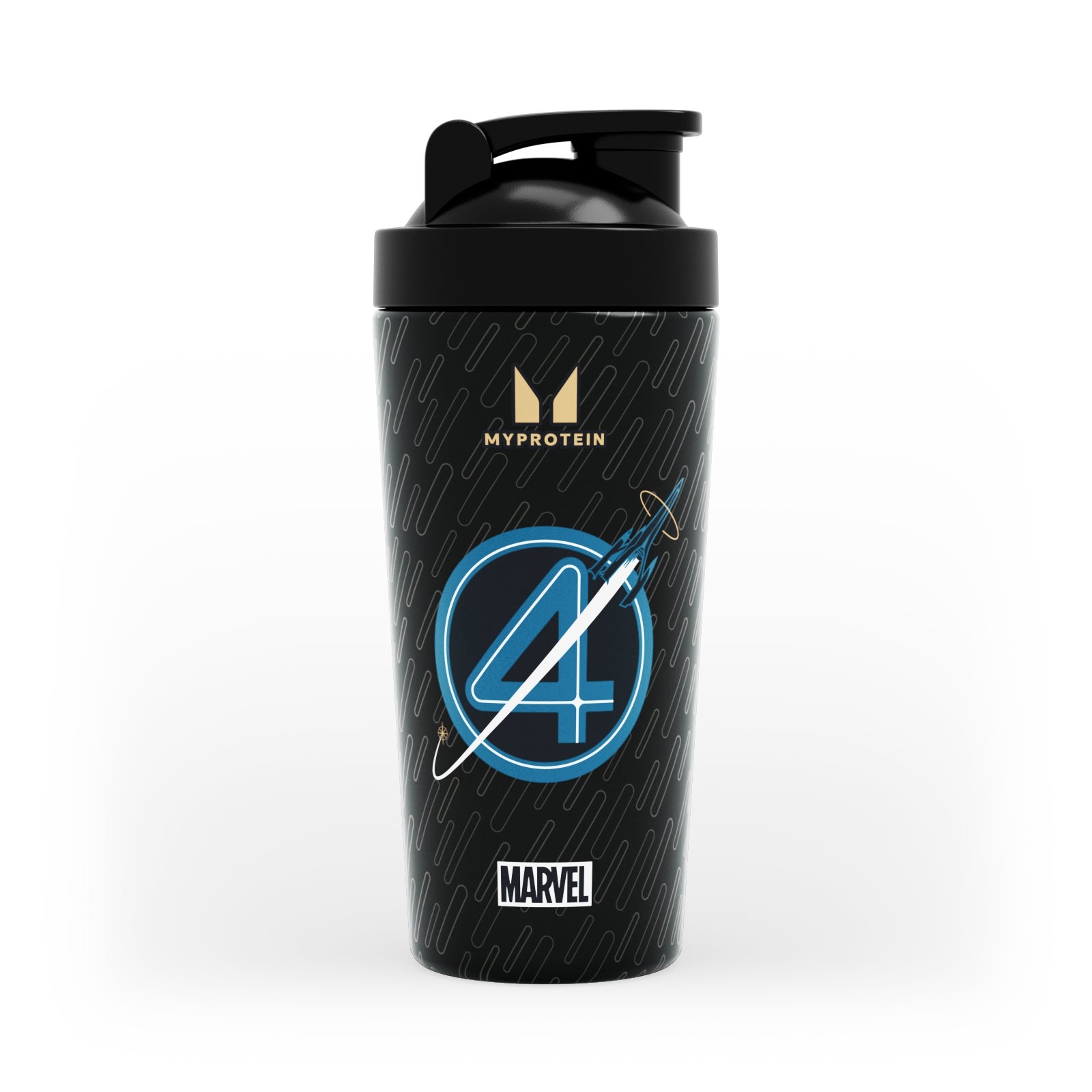 Metalowy shaker z kolekcji Fantastyczna Czwórka Myprotein – czarny