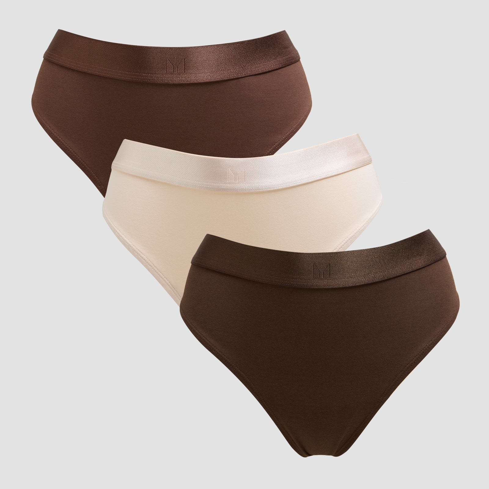 Damskie stringi ze średnim stanem z kolekcji MP (3 sztuki) – Deep Chocolate / brązowy / Warm Cream (Deep Chocolate/Brown/Warm Cream)