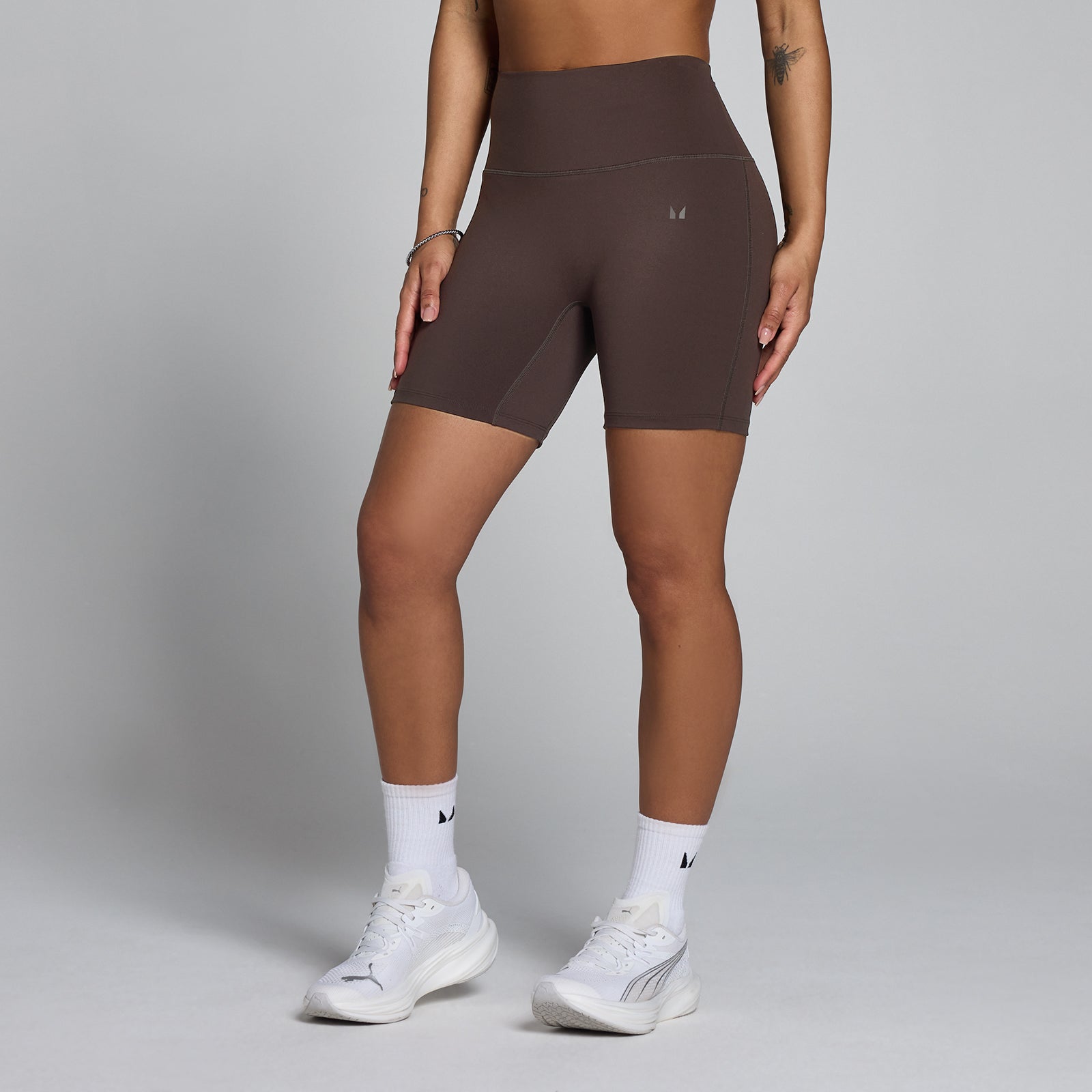 Damskie spodenki z wysokim stanem z kolekcji Tempo MP (Cocoa)