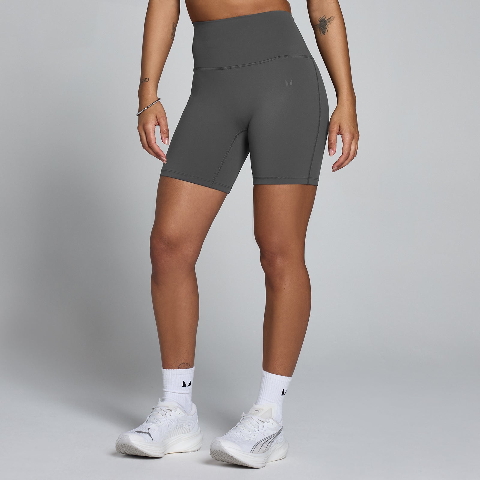 Damskie spodenki z wysokim stanem z kolekcji Tempo MP (Dark Grey)