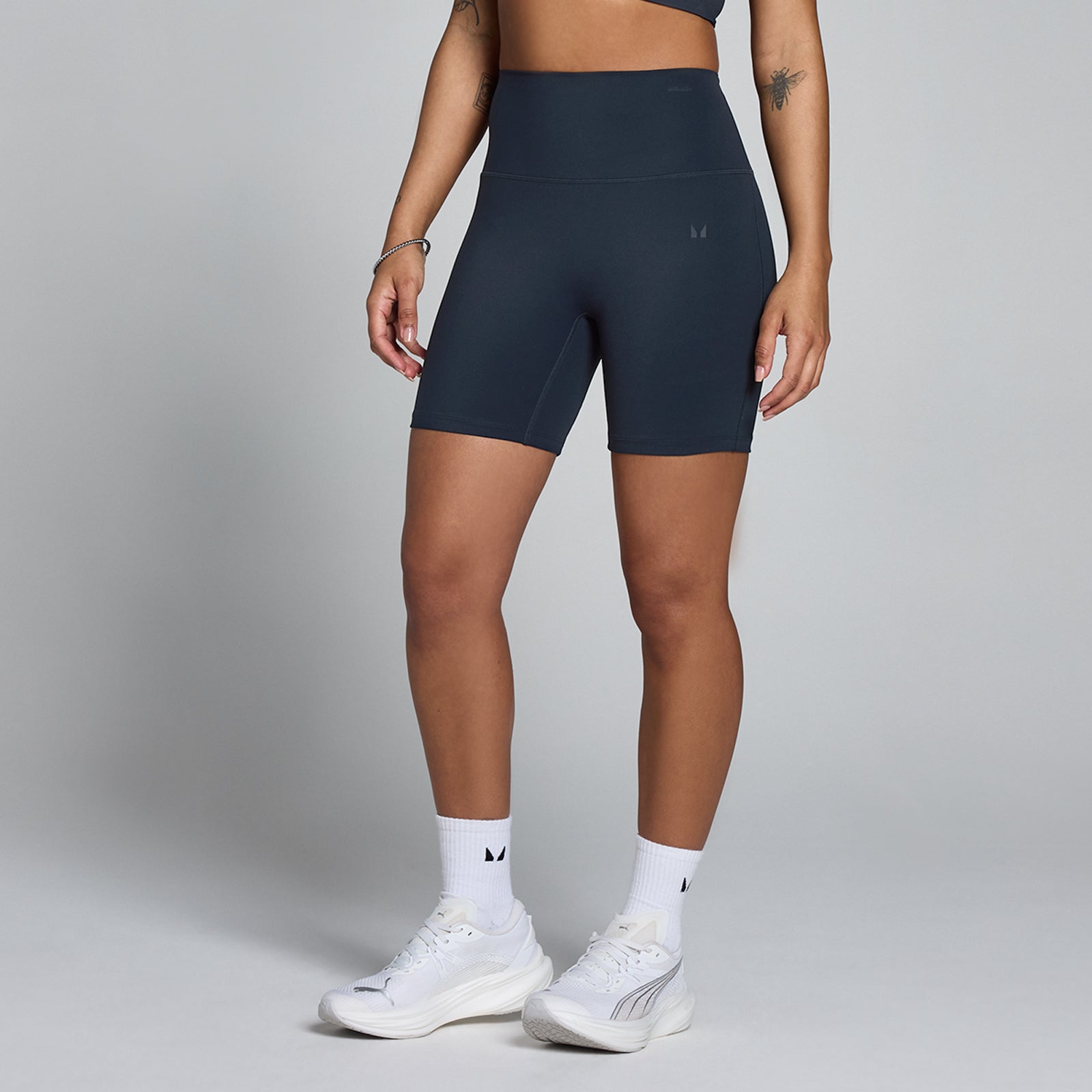 Damskie spodenki z wysokim stanem z kolekcji Tempo MP (Dark Navy)