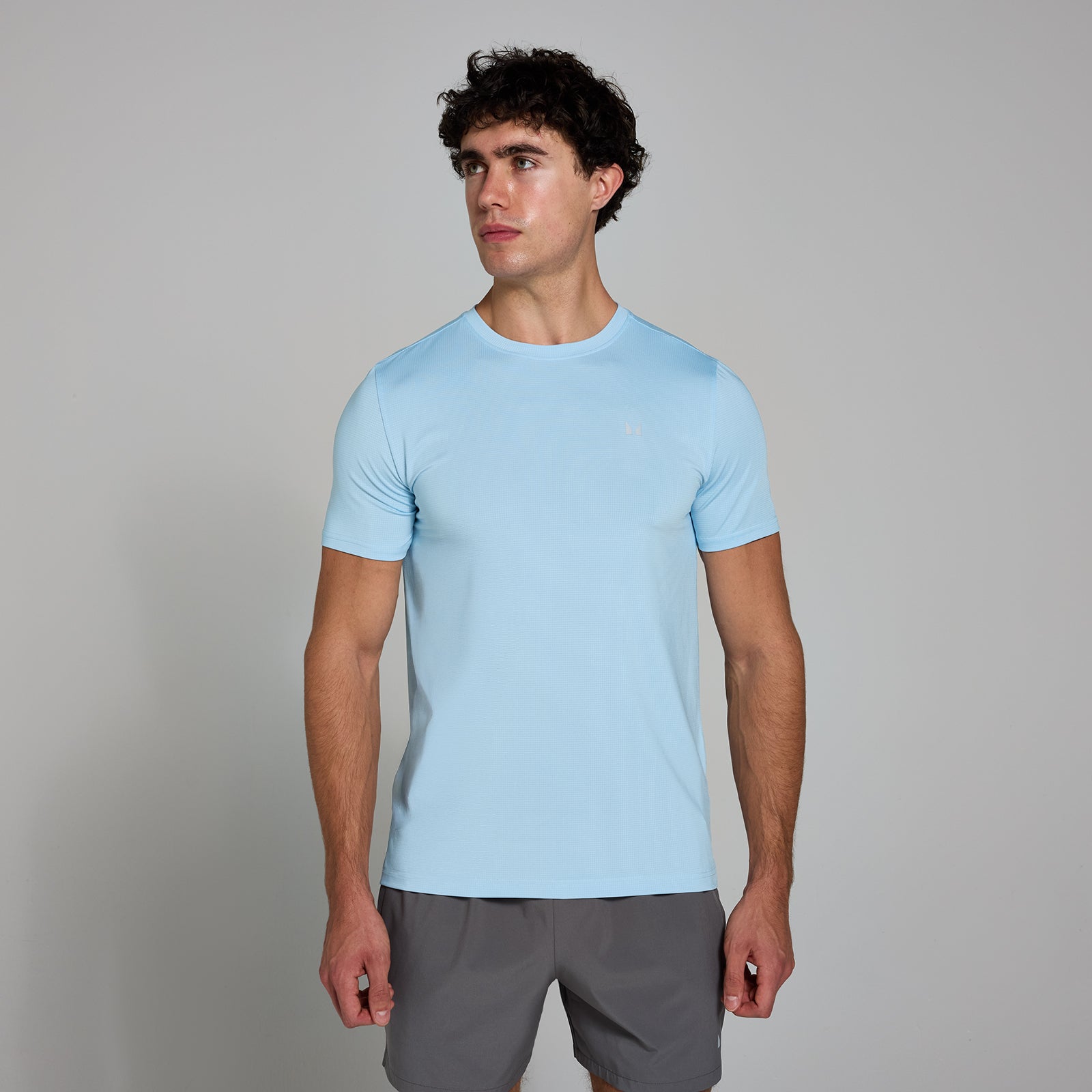 Męski T-shirt z kratkowanej tkaniny z kolekcji Active MP (Sky Blue)