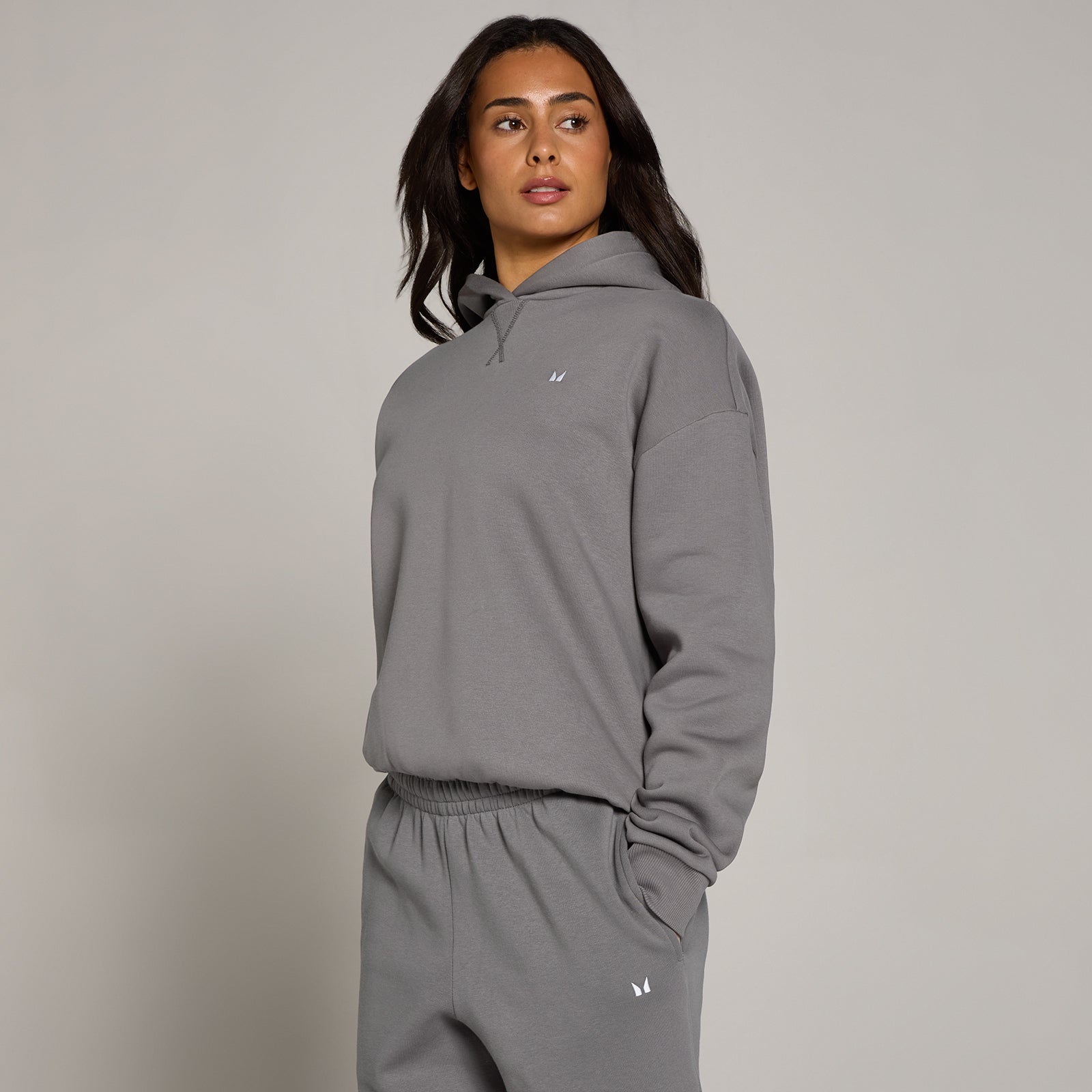 Damska bluza oversize z kapturem z kolekcji Basics MP (Ash Grey)