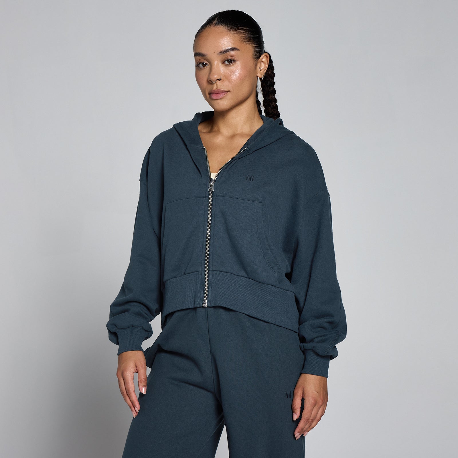 Damska Bluza z Kapturem Lifestyle Zip Through MP (Faded Blue)