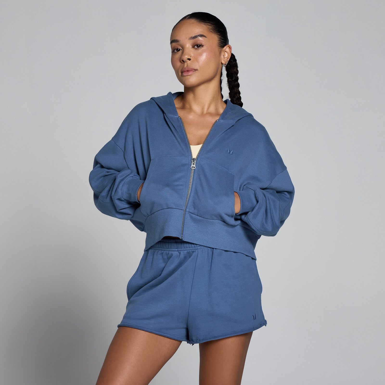 Damska Bluza z Kapturem Lifestyle Zip Through MP (Slate Blue)
