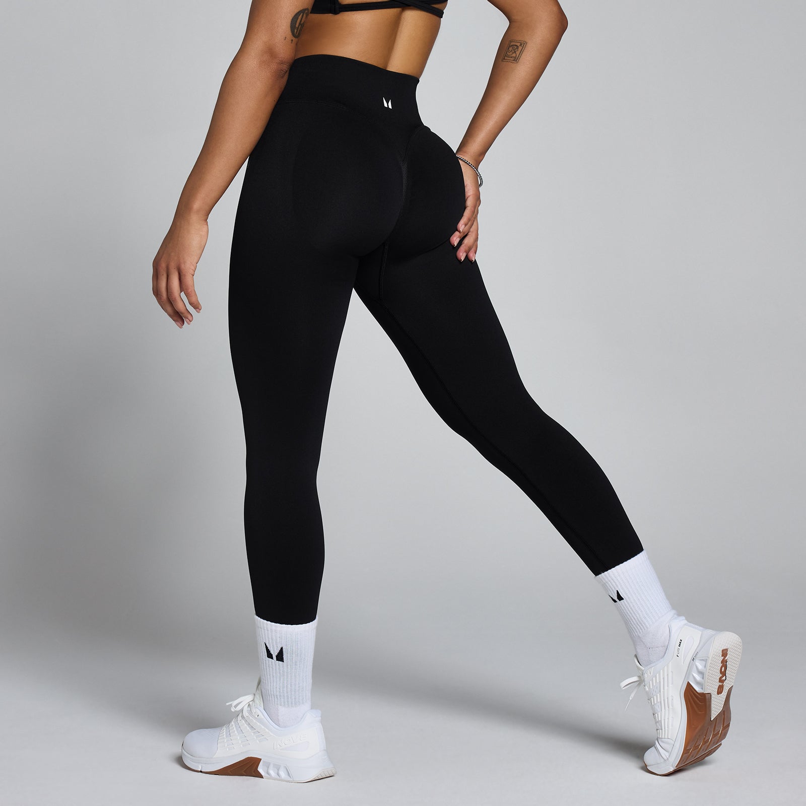 MP Damskie Bezszwowe Legginsy Scrunch Lift (Czarny)