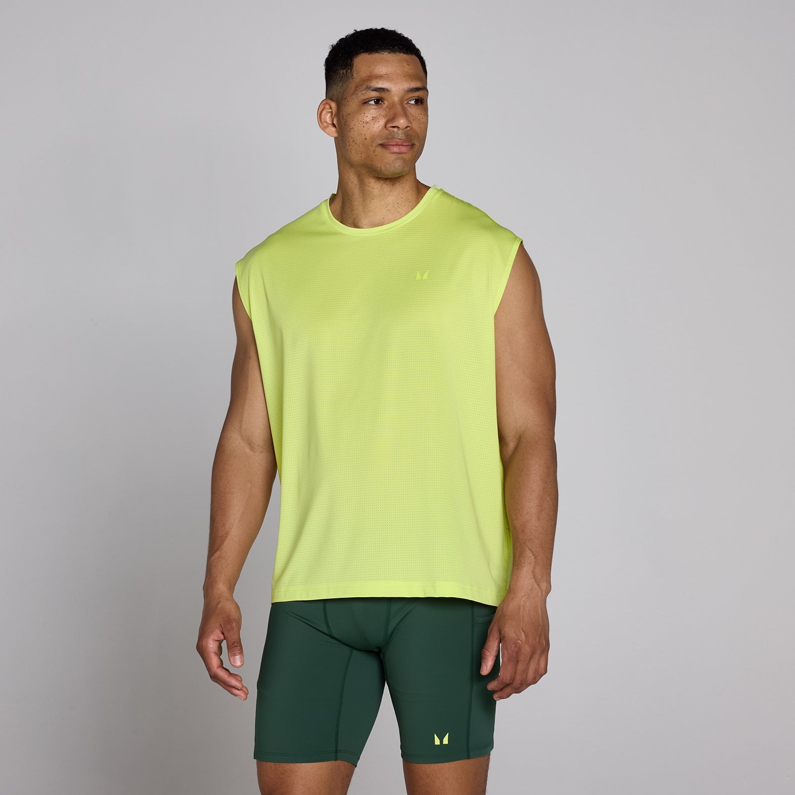MP Męska Koszulka Bez Rękawów Hybrid Oversized Mesh (Limonkowy)