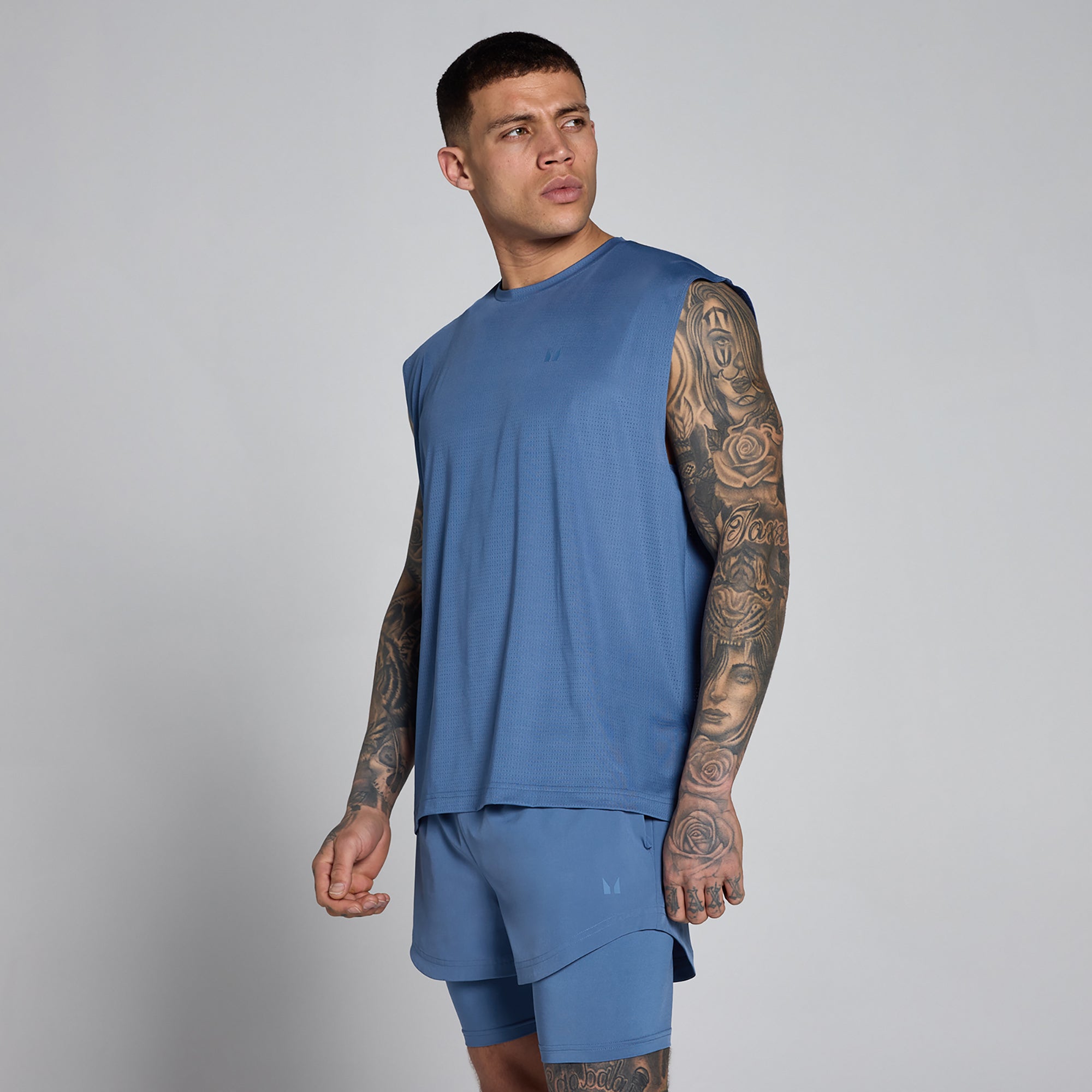 MP Męska Koszulka Bez Rękawów Hybrid Oversized Mesh (Slate Blue)