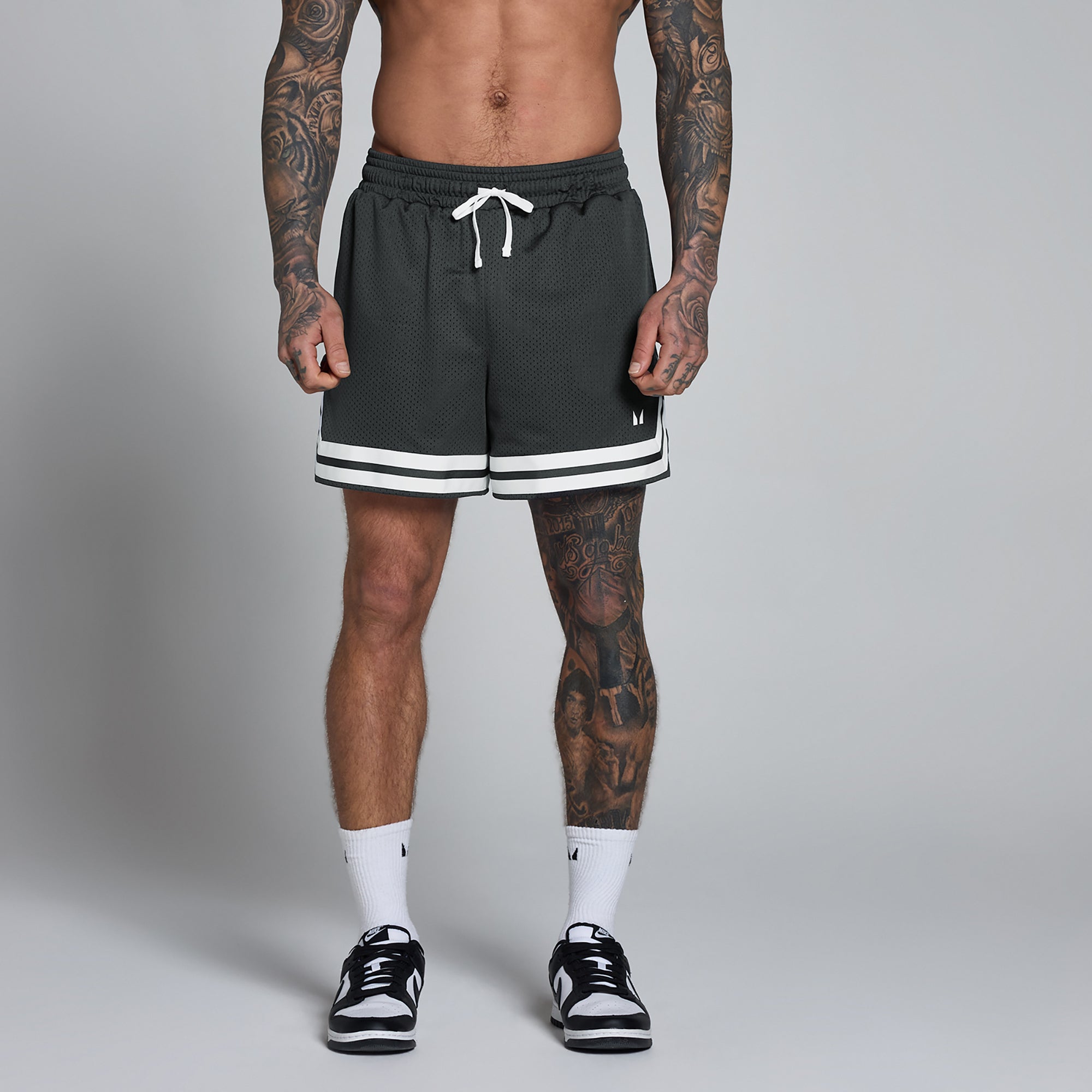 MP Męskie Spodenki Lift 5" Siatkowe z Kontrastową Taśmą (Washed Black)