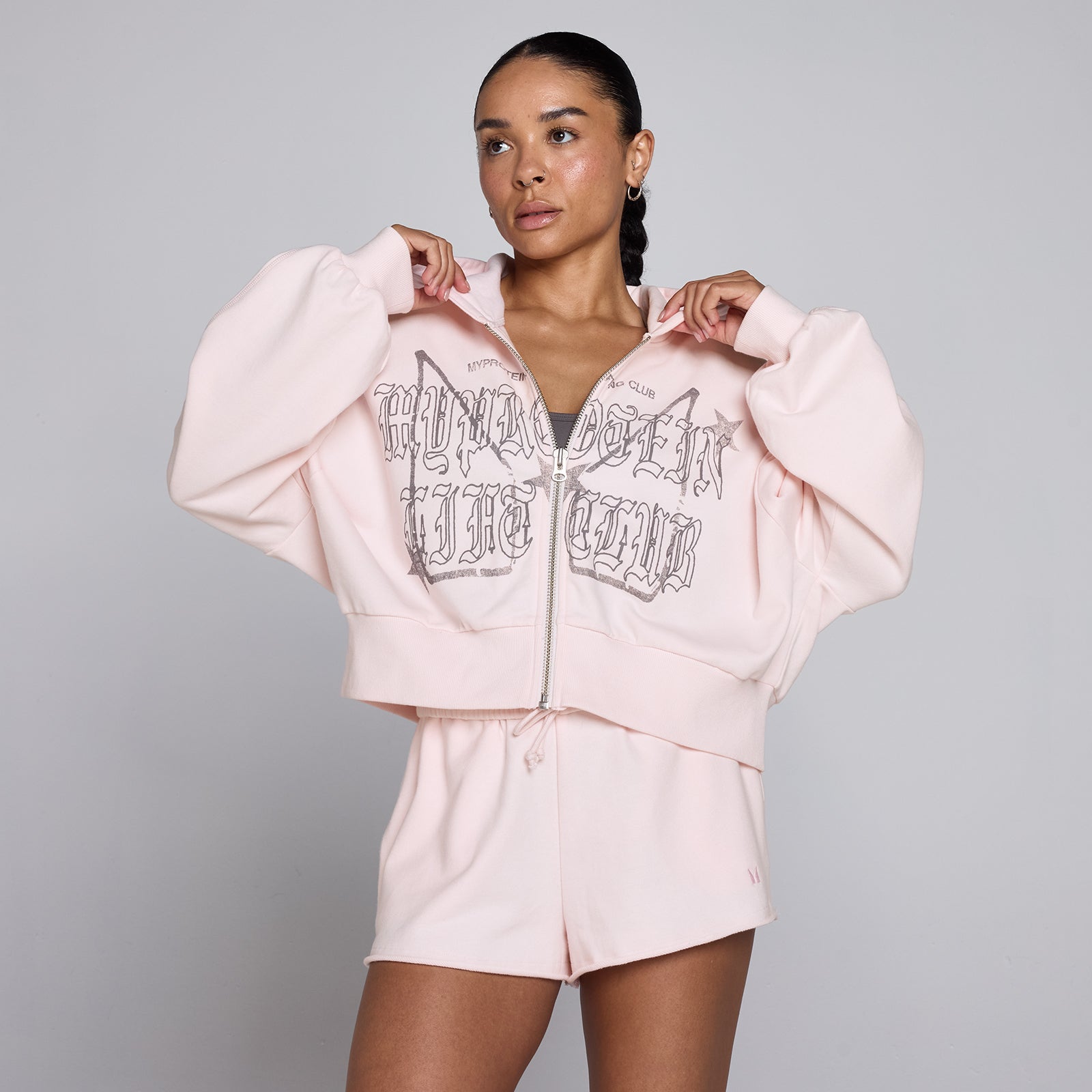 Damska Bluza Lifestyle Lift z Grafiką i Zamkiem MP (Baby Pink)