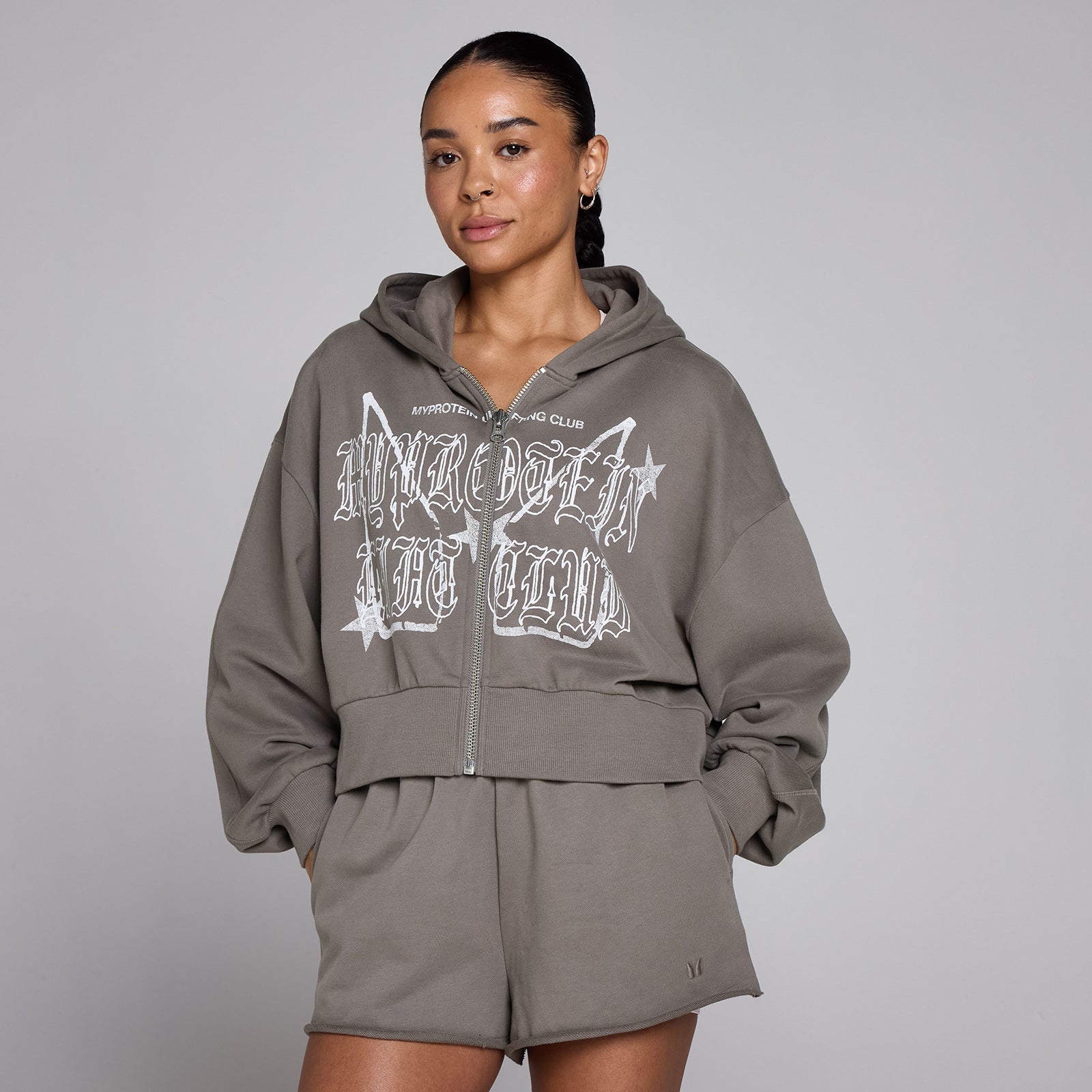 Damska Bluza Lifestyle Lift z Grafiką i Zamkiem MP (Dark Truffle)