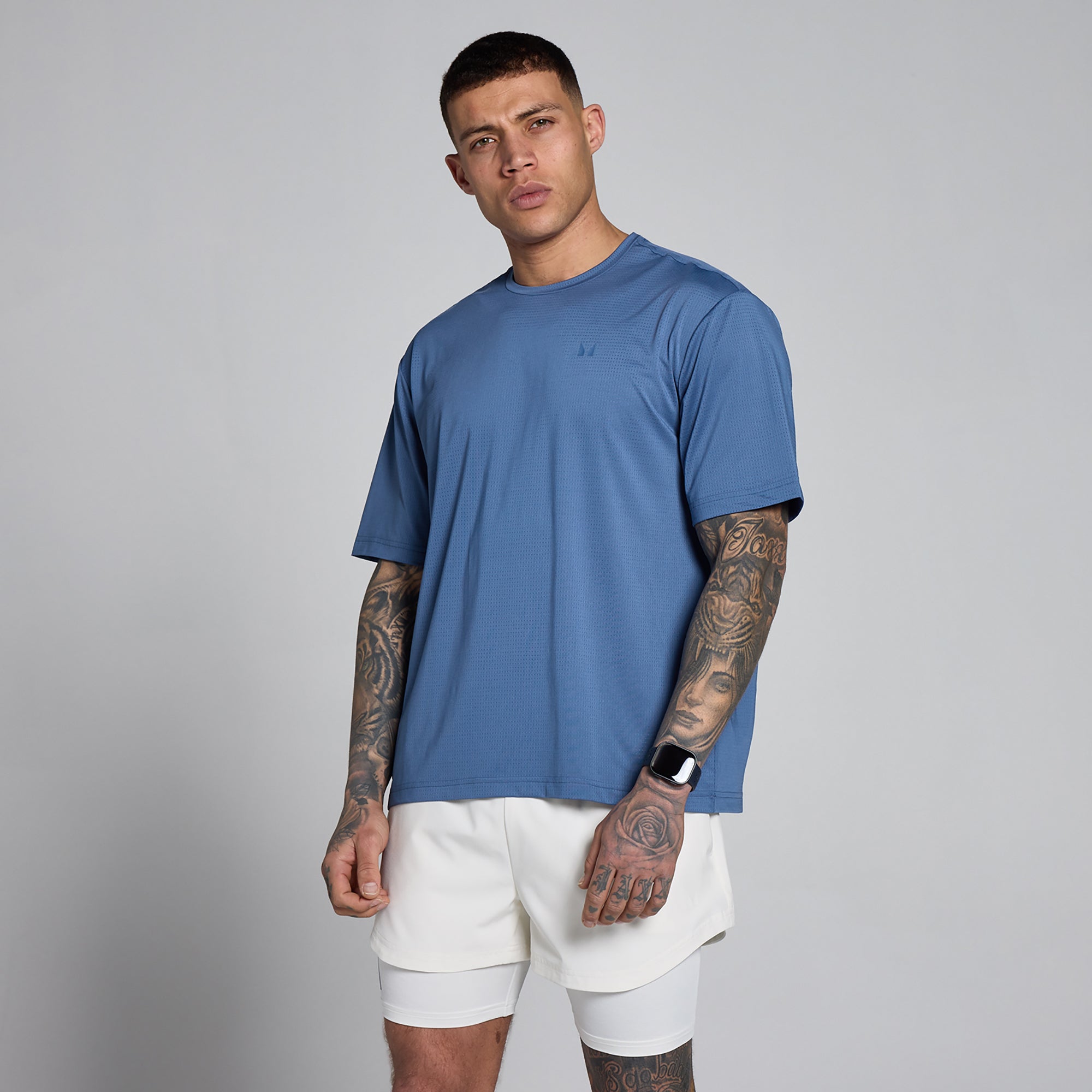 Męska Koszulka Hybrydowa MP Oversize z Siatki (Slate Blue)