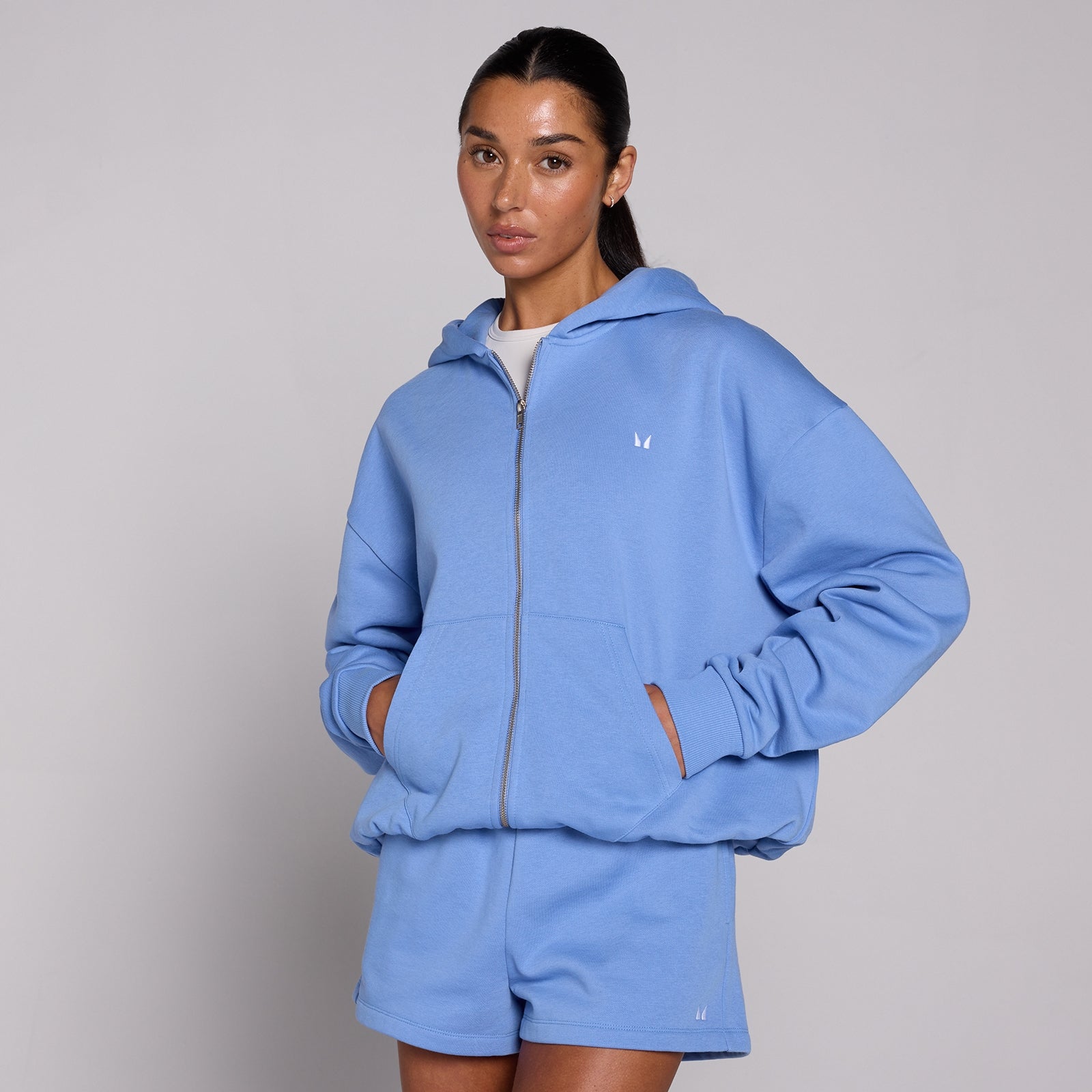 MP Damska Bluza z Kapturem Basics na Zamek (Cornflower Blue)