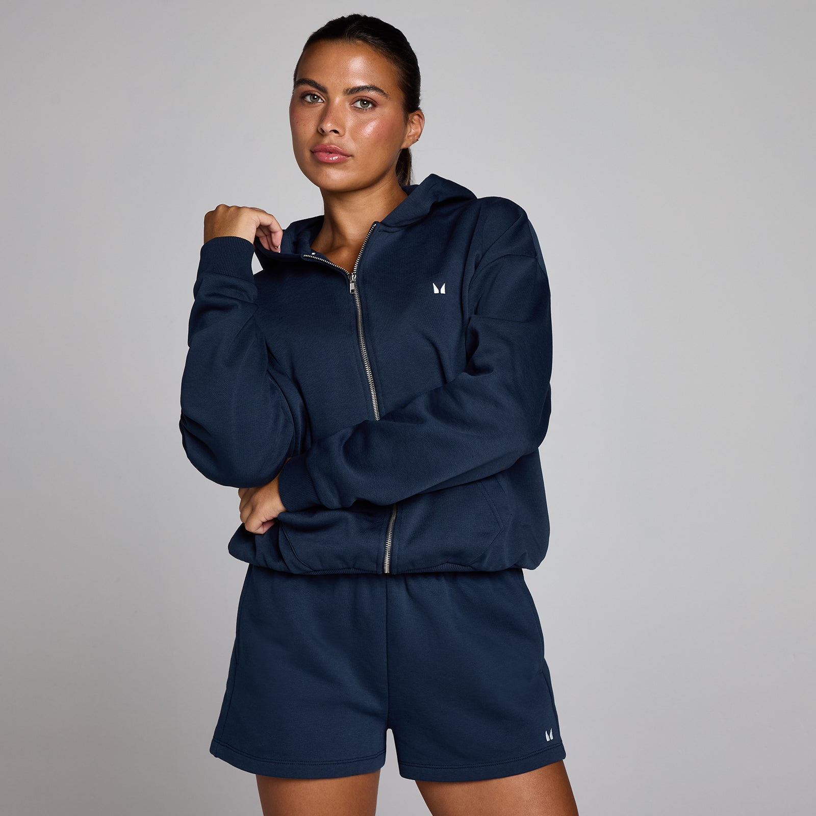 MP Damska Bluza z Kapturem Basics na Zamek (Midnight)